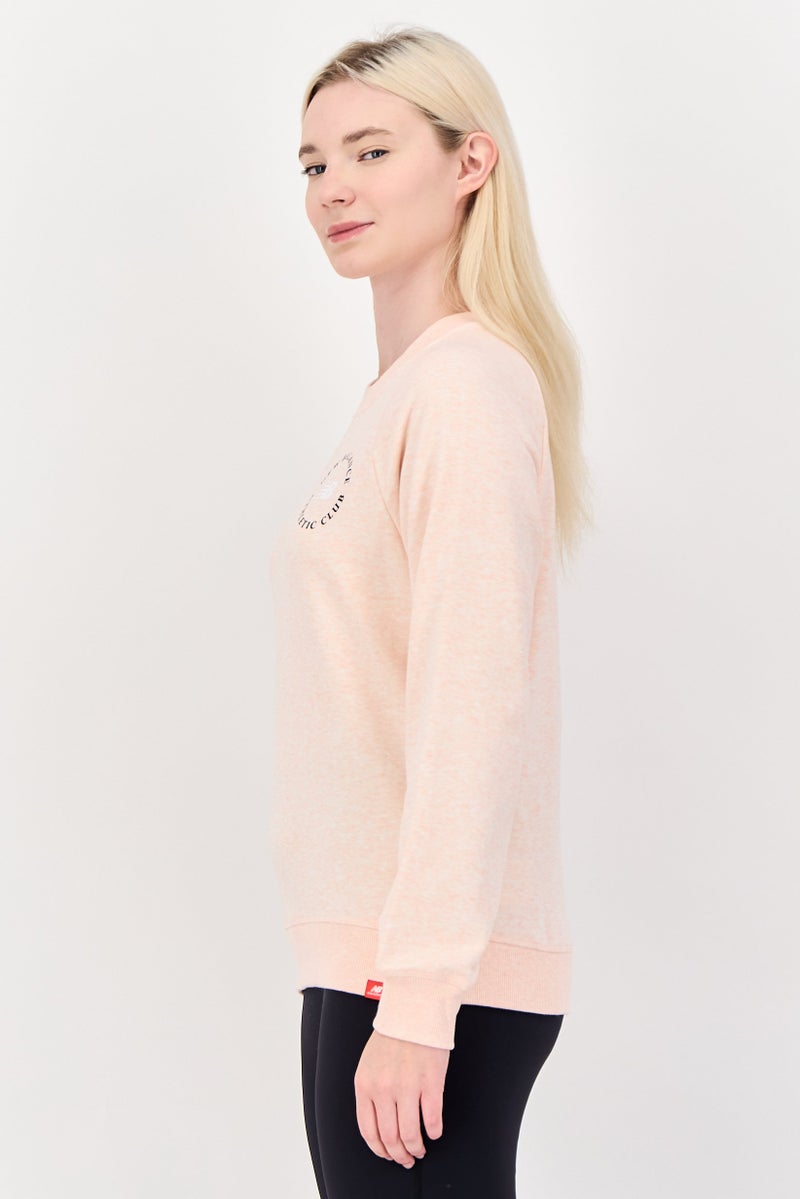 New Balance Women Relaxed Fit Long Sleeve Outdoor Sweatshirt, Pink - Image 3